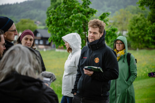 Aufnahme für den Radiobeitrag während des Abschlusswalks
